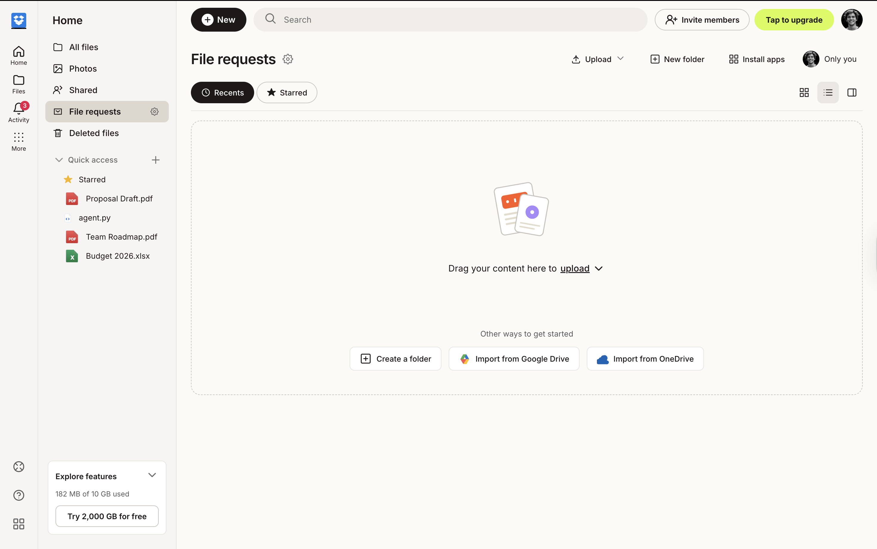 File request page