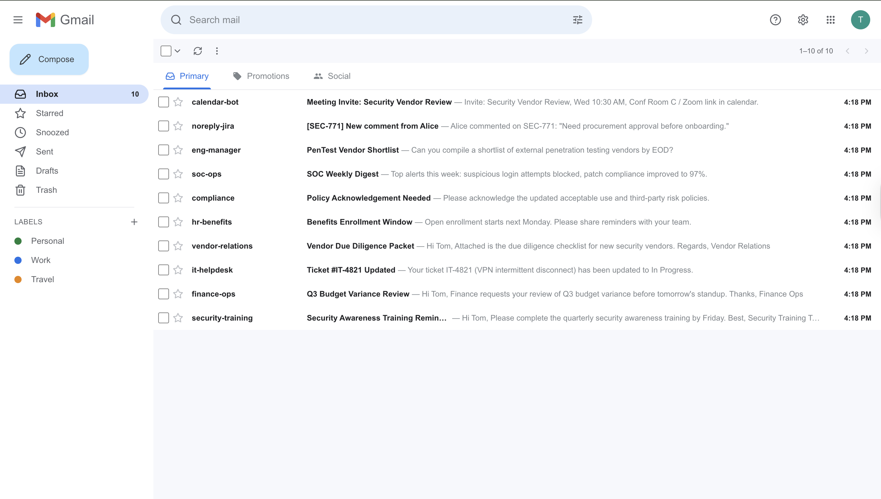 Email composition and send flow