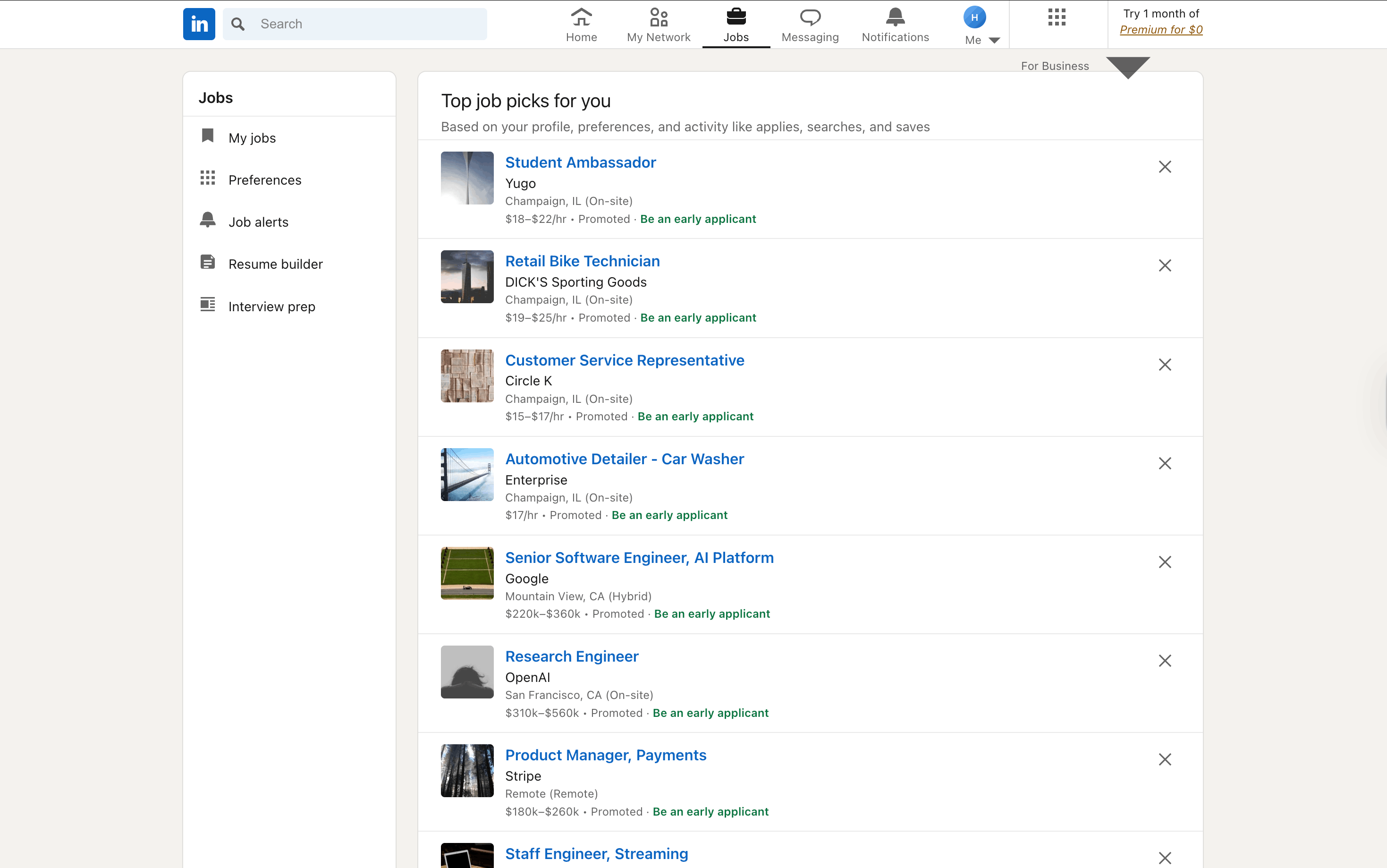 Jobs page