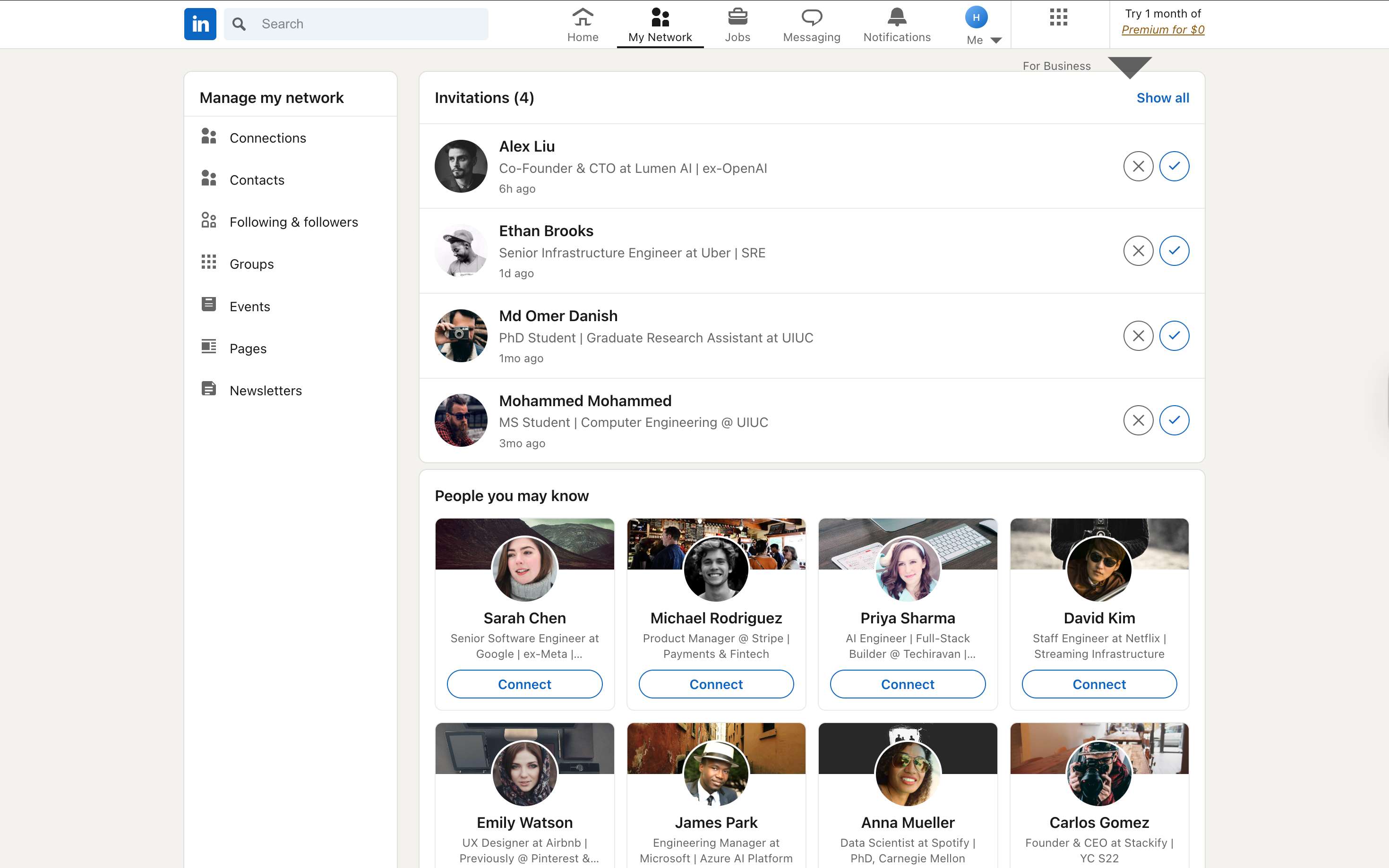 My Network page