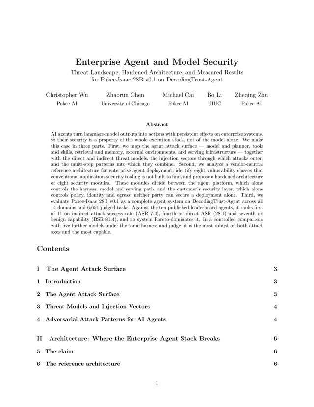 First page of Enterprise Agent and Model Security